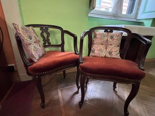 Coppia poltroncine velluto rosse