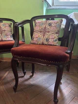 Coppia poltroncine velluto rosse