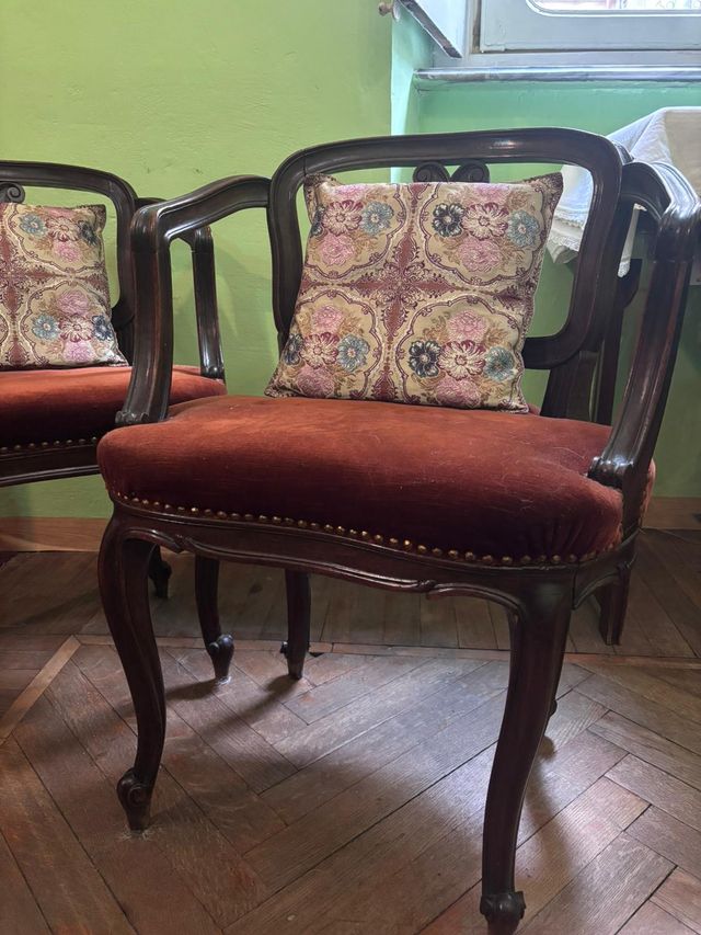 Coppia poltroncine velluto rosse