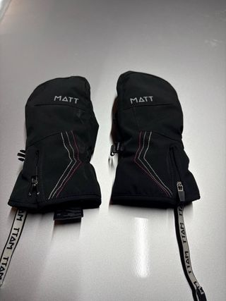 Manoplas esquí Matt Negras con detalles rosas