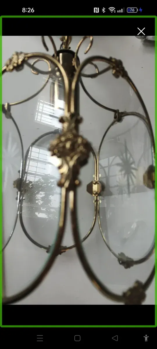 Farol dorado cristal tallado