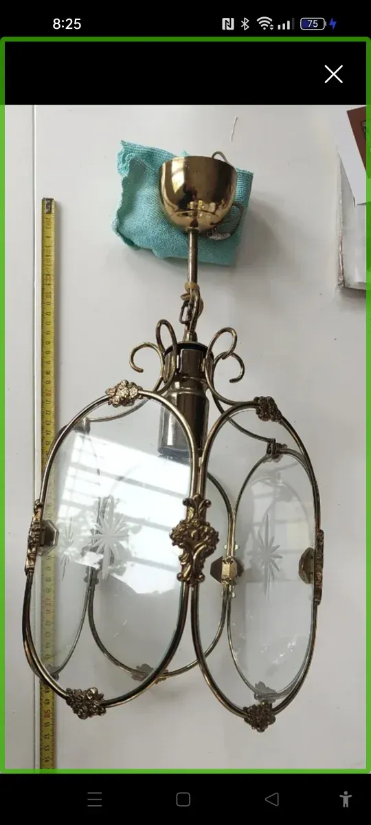 Farol dorado cristal tallado