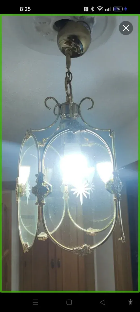 Farol dorado cristal tallado