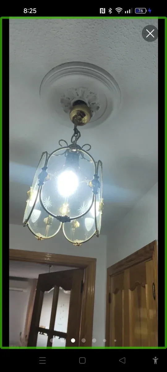 Farol dorado cristal tallado