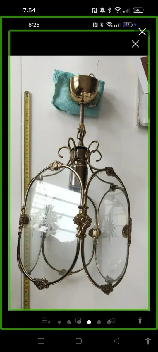 Farol dorado cristal tallado