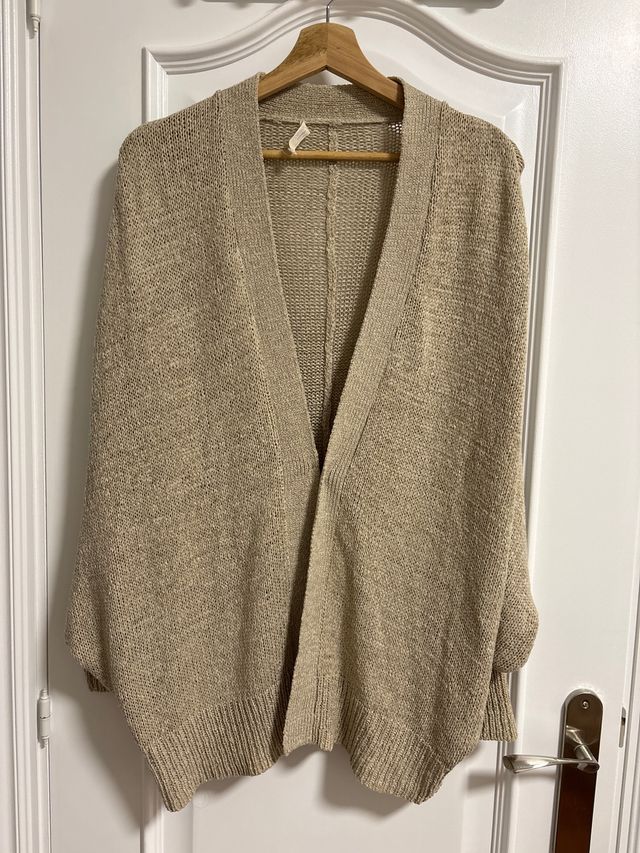 Chaqueta punto fluida beige talla única