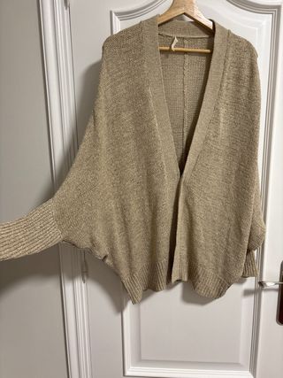 Chaqueta punto fluida beige talla única