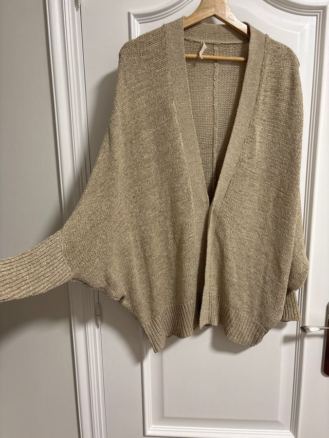 Chaqueta punto fluida beige talla única