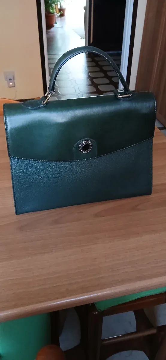 Borsetta vintage pelle e ecopelle  verde scuro