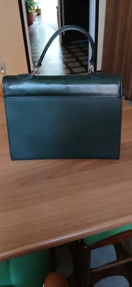 Borsetta vintage pelle e ecopelle  verde scuro