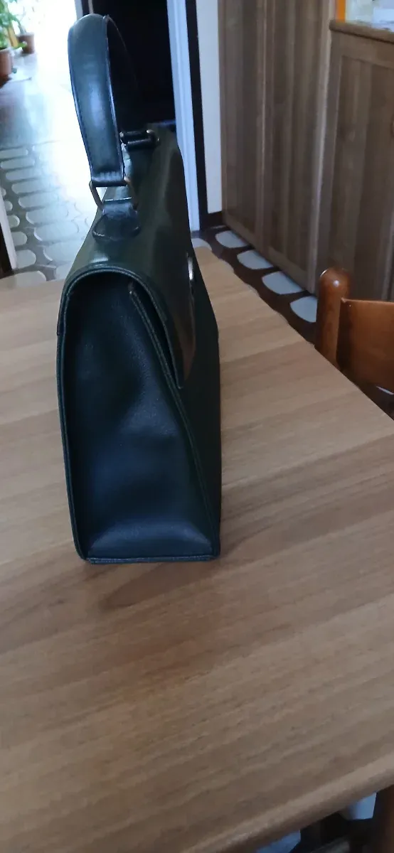 Borsetta vintage pelle e ecopelle  verde scuro