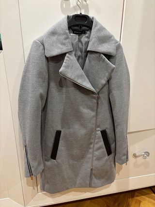 Abrigo largo gris mujer