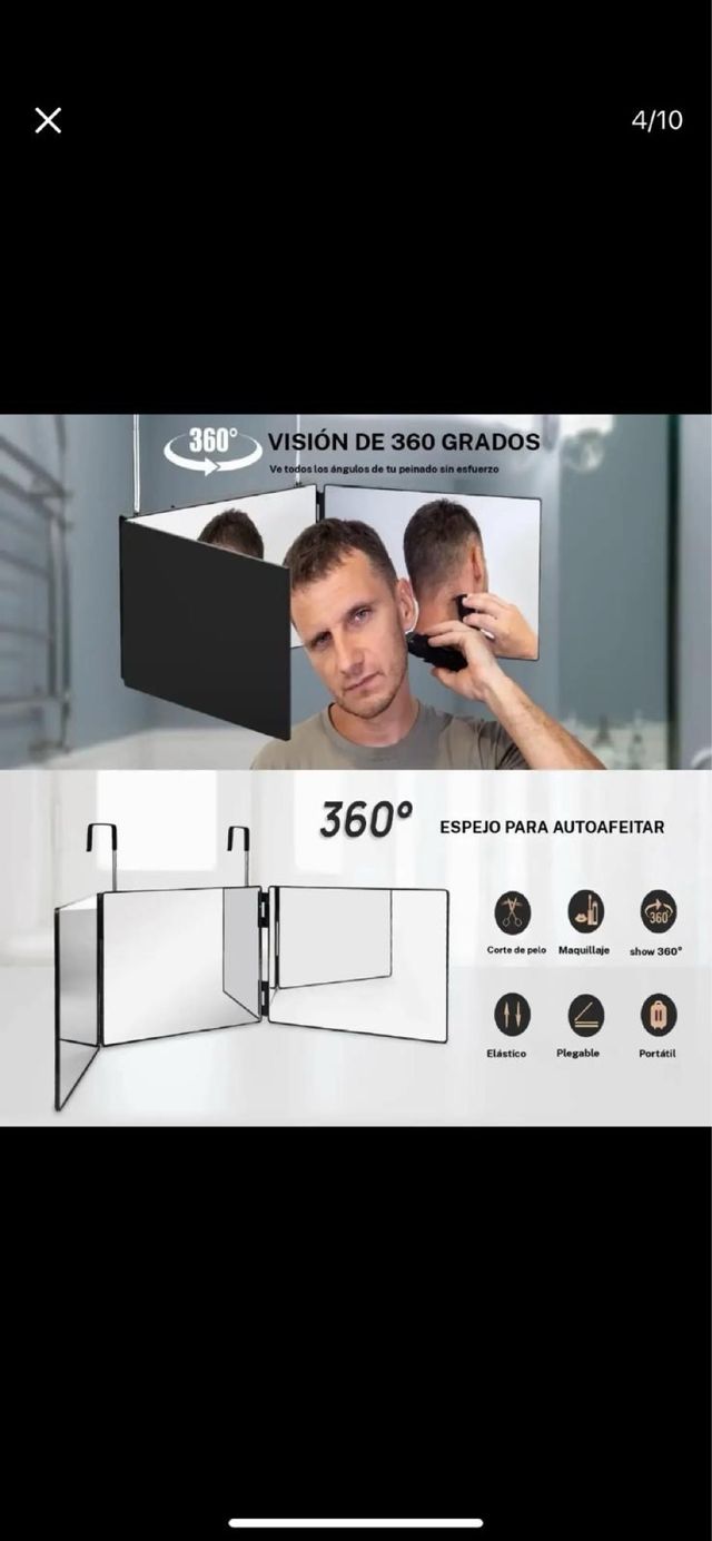 Espejo 360 para corte de pelo ajustable