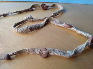 Collana juta, legno, corallo e terracotta