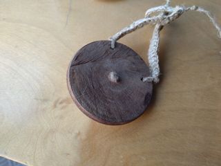 Collana juta, legno, corallo e terracotta