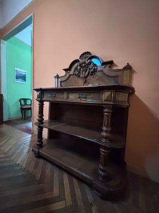 Mobile sala da pranzo in legno di noce e radica