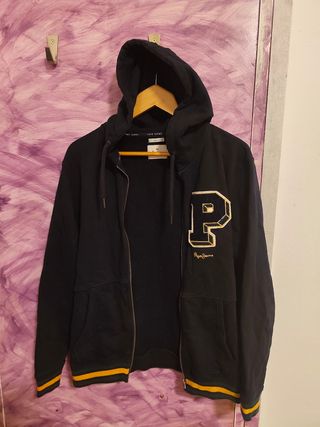 Sudadera Pepe Jeans Negra Talla M - Estilo Varsity