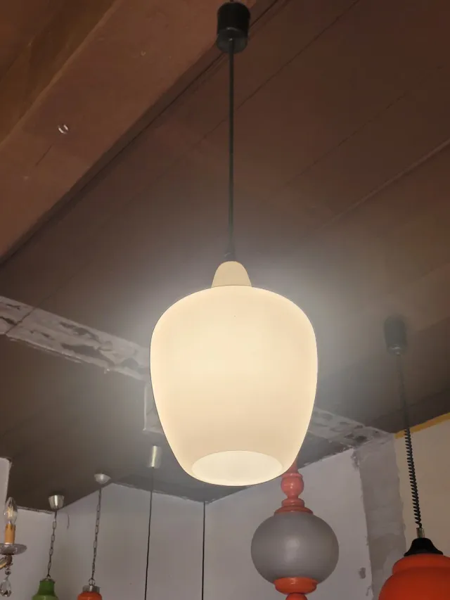 Lampada sospensione anni '60 vetro opalino