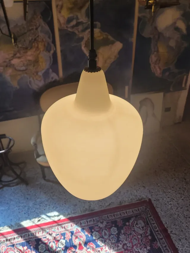 Lampada sospensione anni '60 vetro opalino