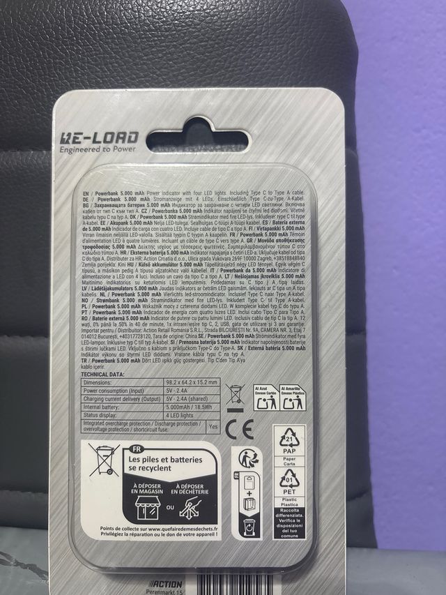 Bateria Portátil RE-LOAD 5000 mAh