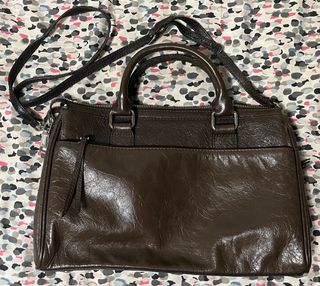 Bolso Bimba y Lola Cuero Marrón Vintage