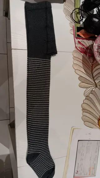 Calze bambina grigie righe argentate