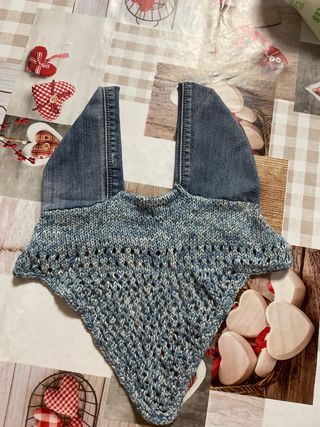 Cuffia cavallo fatta a mano jeans e uncinetto