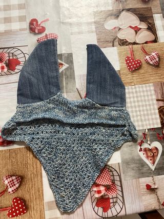 Cuffia cavallo fatta a mano jeans e uncinetto