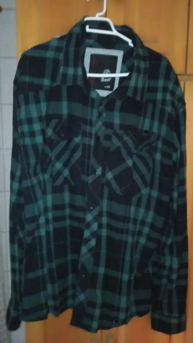 Camisa cuadros Brandit verde y negra
