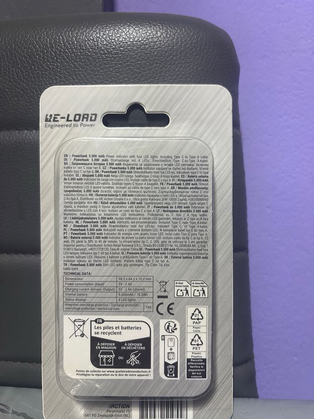 Bateria Portátil RE-LOAD 5000 mAh