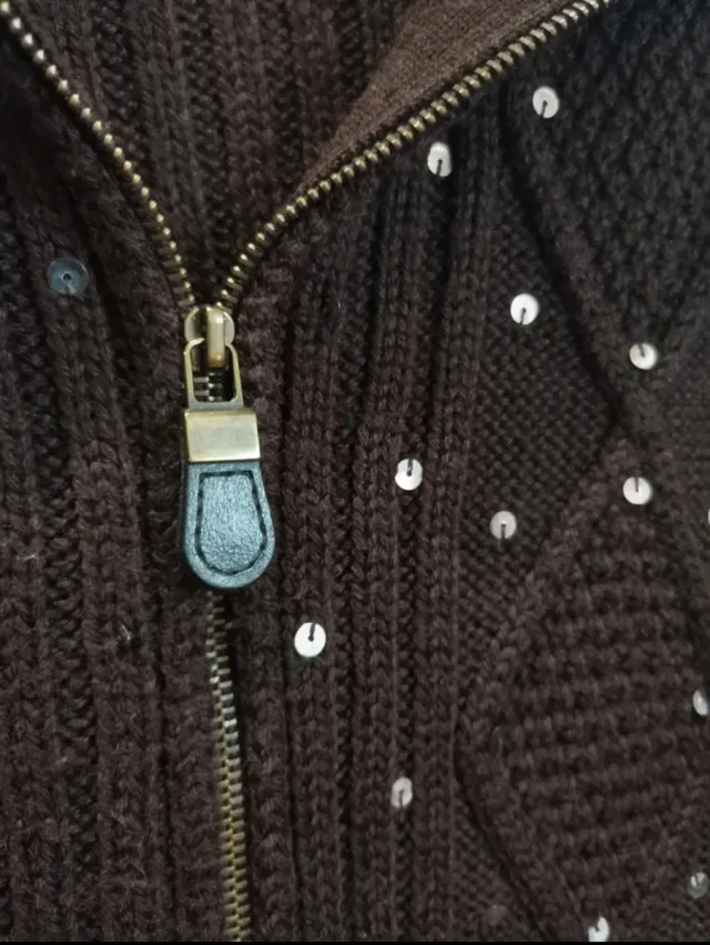 Cortefiel cárdigan con lentejuelas y cremallera