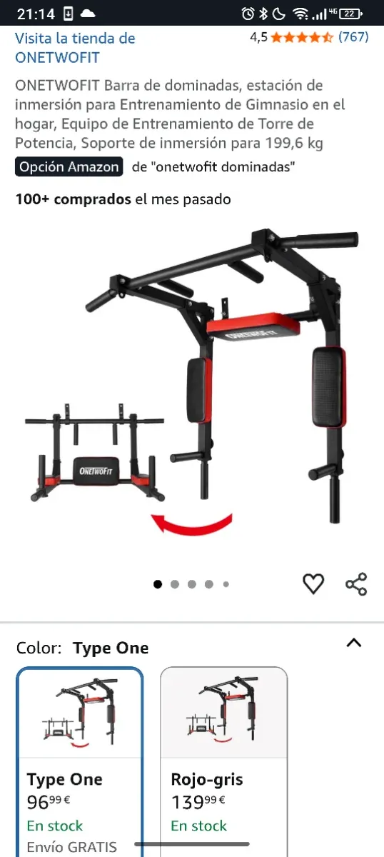 Barra de Dominadas para Pared