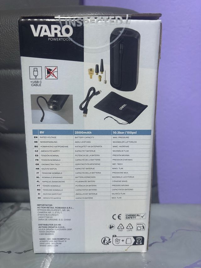 Bomba de ar Varo 8V 2500mAh