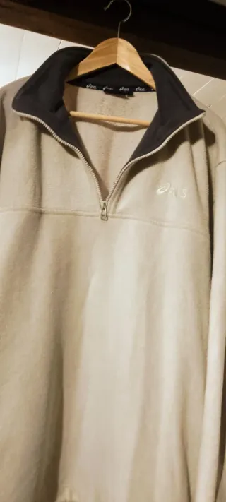 Jersey Asics Hombre Beige Media Cremallera