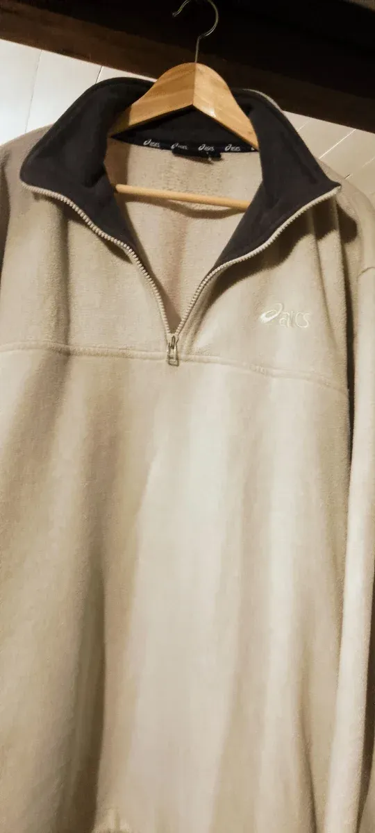 Jersey Asics Hombre Beige Media Cremallera