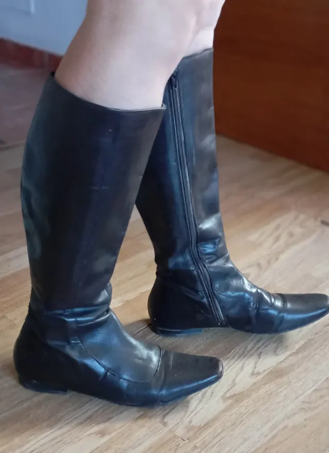 Stivali vintage marrone in pelle sintetica