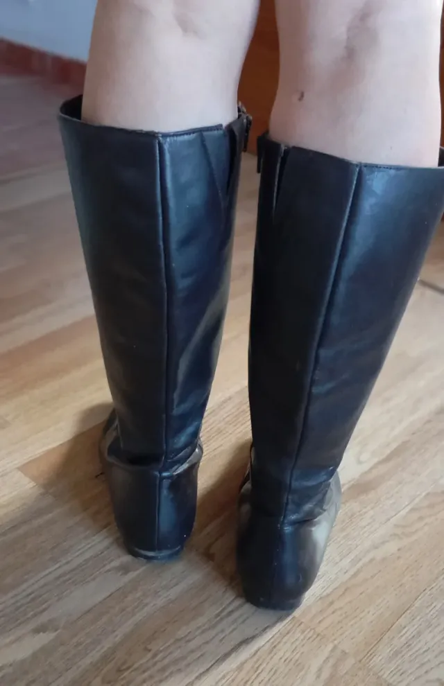 Stivali vintage marrone in pelle sintetica