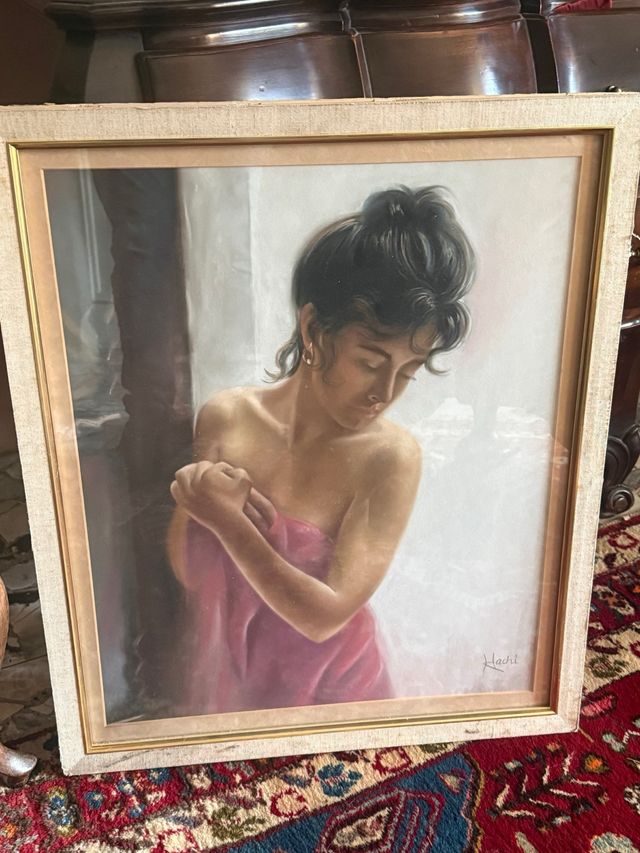 Bellissimo dipinto pastello di una donna anni '80-'90