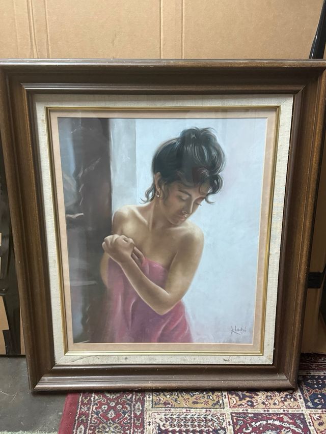Bellissimo dipinto pastello di una donna anni '80-'90