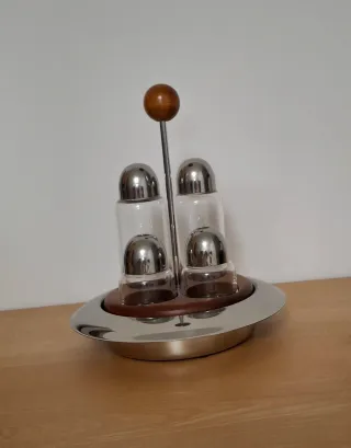 Menage da tavola argento e legno