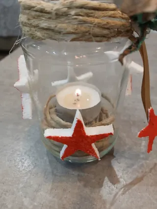 Portacandele decorato a tema natalizio