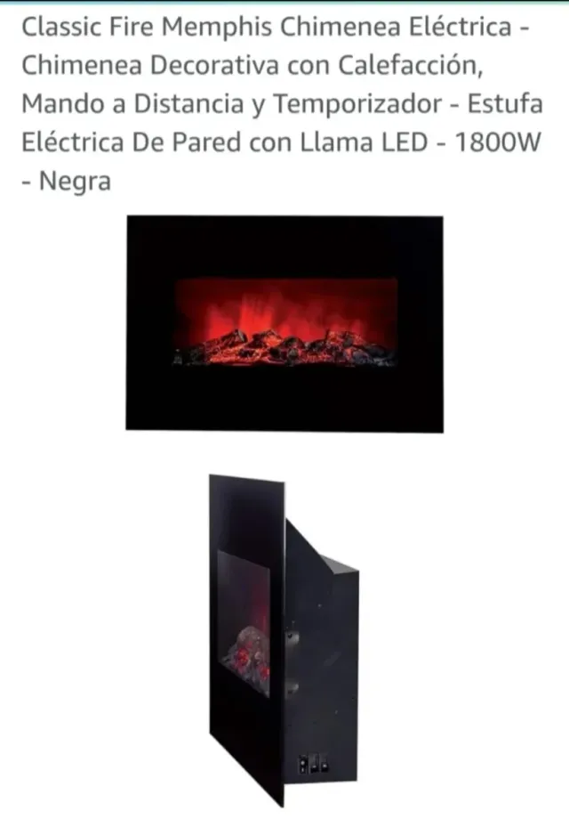 Estufa Memphis LED con efecto chimenea