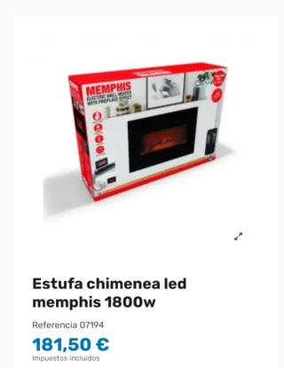 Estufa Memphis LED con efecto chimenea