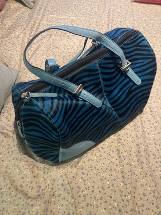 Bolso de piel Ubrique cebra azul y negro