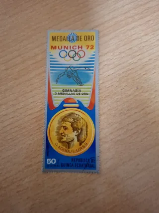 Sello Medalla de Oro Múnich 72 Olga Korbut