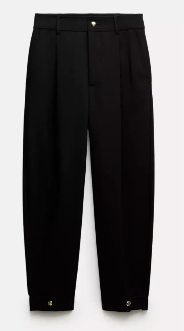 Pantalón Zara Carrot Pinzas ZW Collection Negro