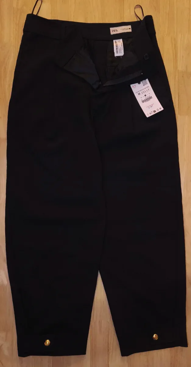 Pantalón Zara Carrot Pinzas ZW Collection Negro