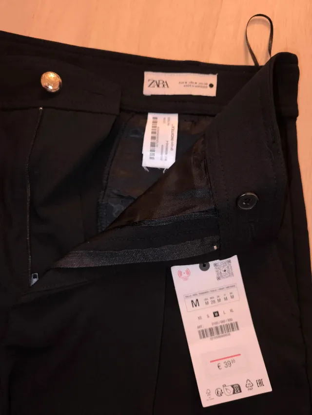 Pantalón Zara Carrot Pinzas ZW Collection Negro