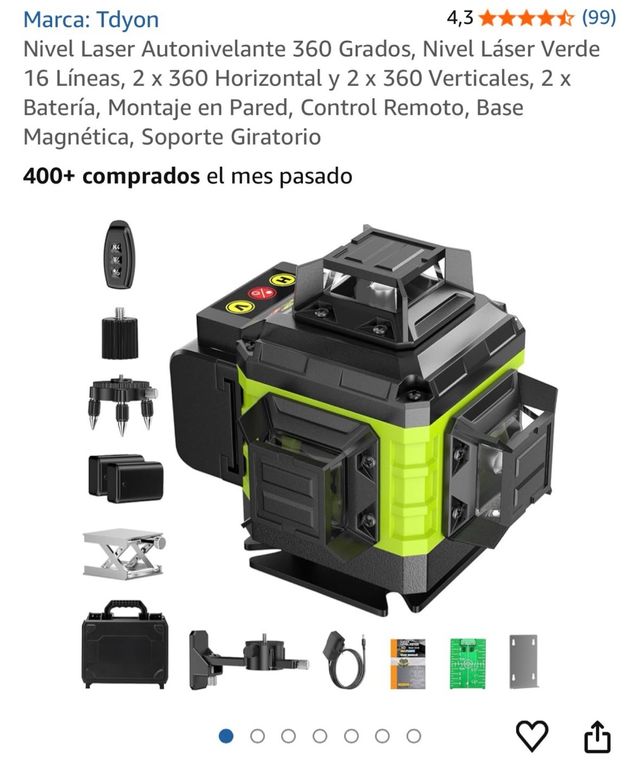 Nivel Láser 360° Verde 16 Líneas