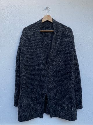 Cárdigan Sfera Punto Grueso Gris Jaspeado